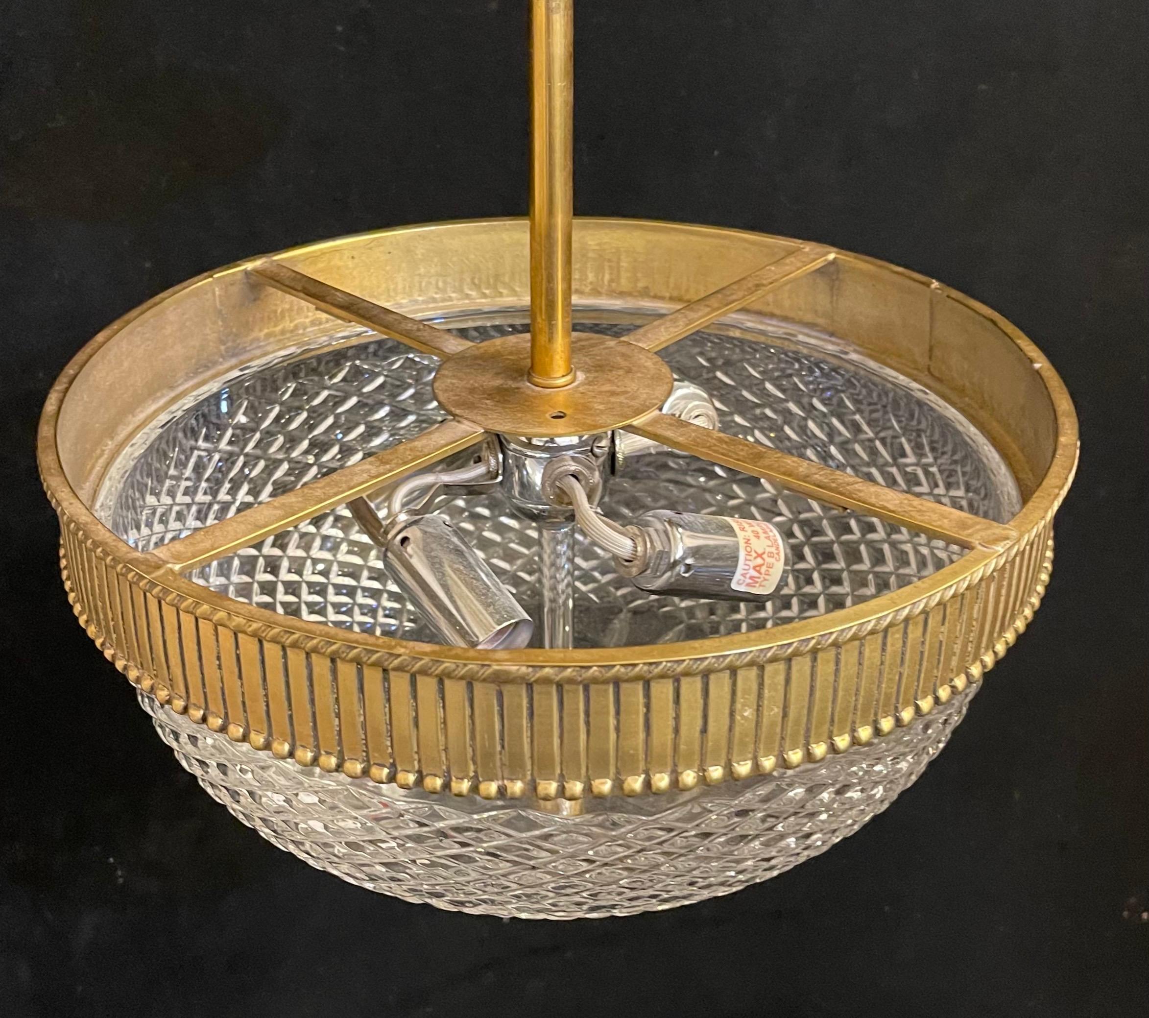 Wonderful French Bronze Mounted Diamond Cut Crystal Nestle Semi Flush Fixture (Facettiert) im Angebot