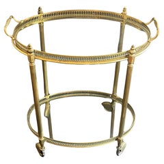 Vintage Wonderful French Bronze Plated Two-Tier Glass Top Bar Cart Gallery Tray Table