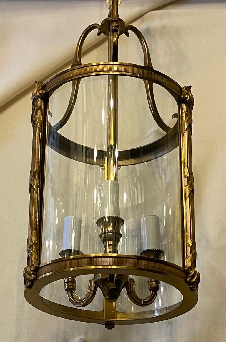 Wonderful French Bronze Readed and X Louis XVI Lantern Fixture Curved