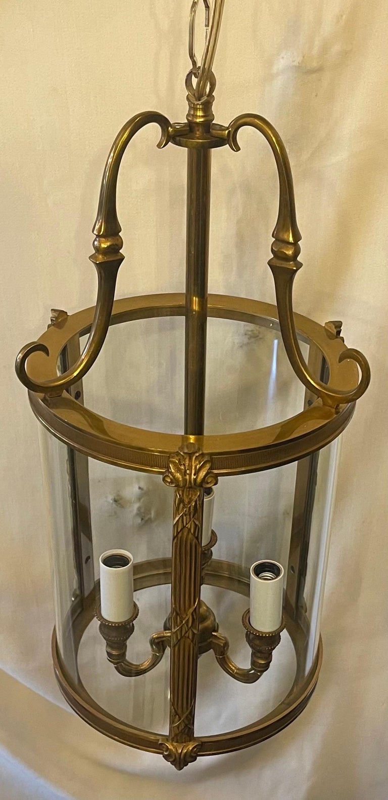 Wonderful French Bronze Readed and X Louis XVI Lantern Fixture Curved