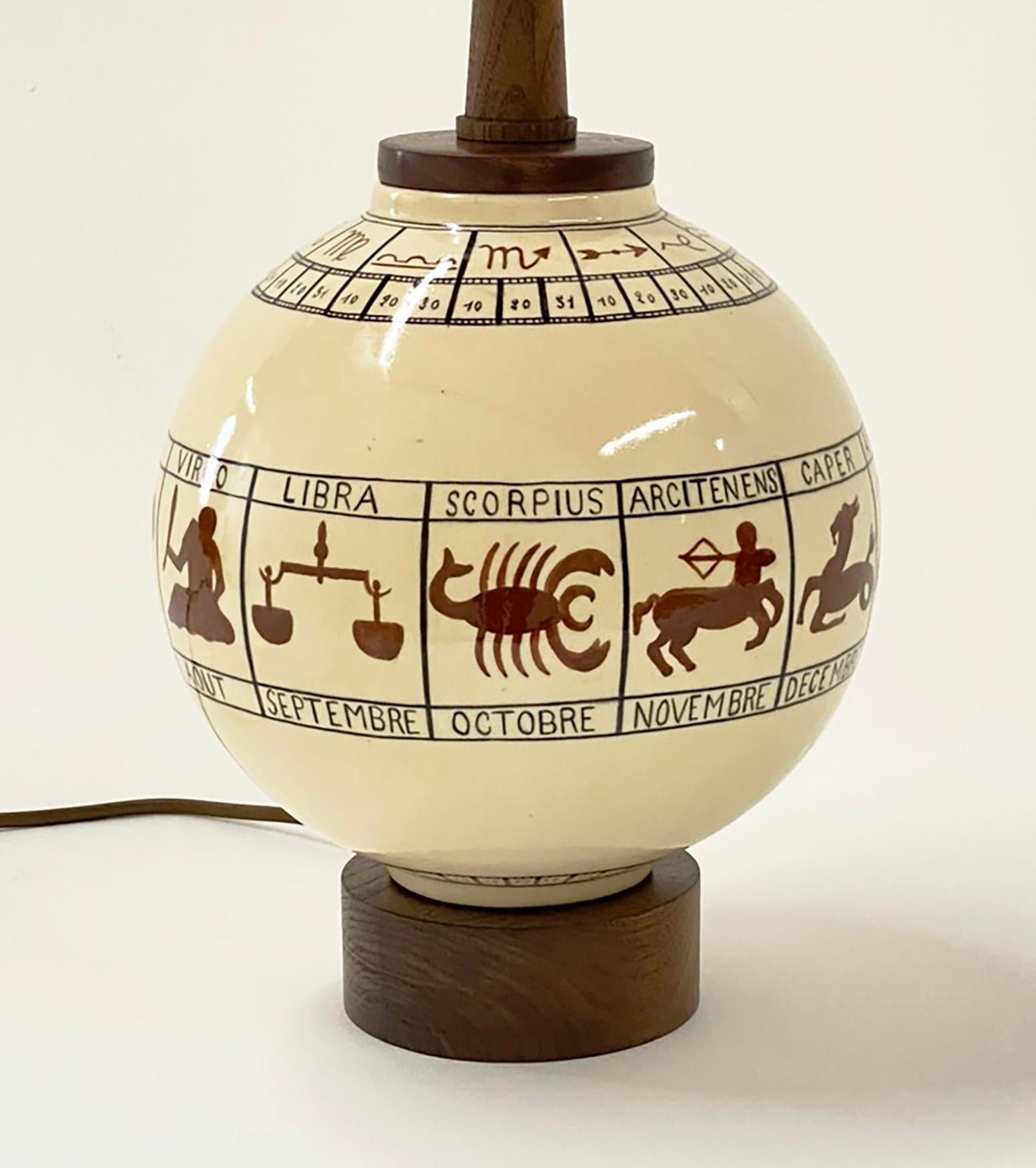 Meravigliosa lampada Zodiac in ceramica francese di Robert Lallemant in vendita 6