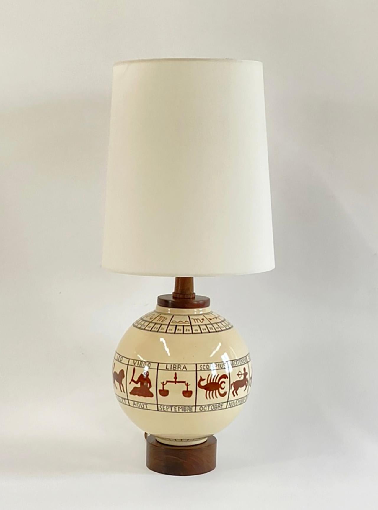 Meravigliosa lampada Zodiac in ceramica francese di Robert Lallemant in vendita 8