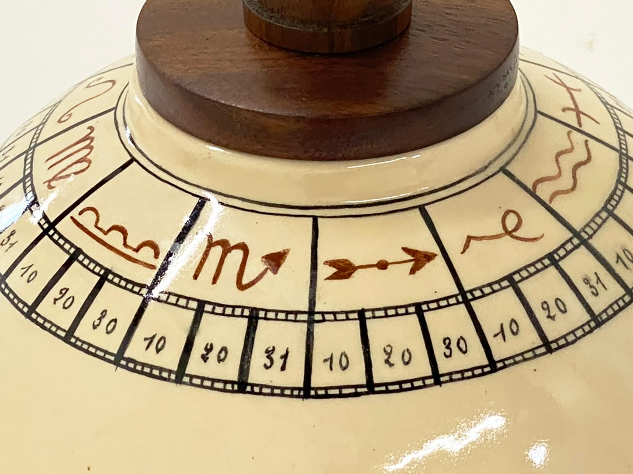 Ceramica Meravigliosa lampada Zodiac in ceramica francese di Robert Lallemant in vendita