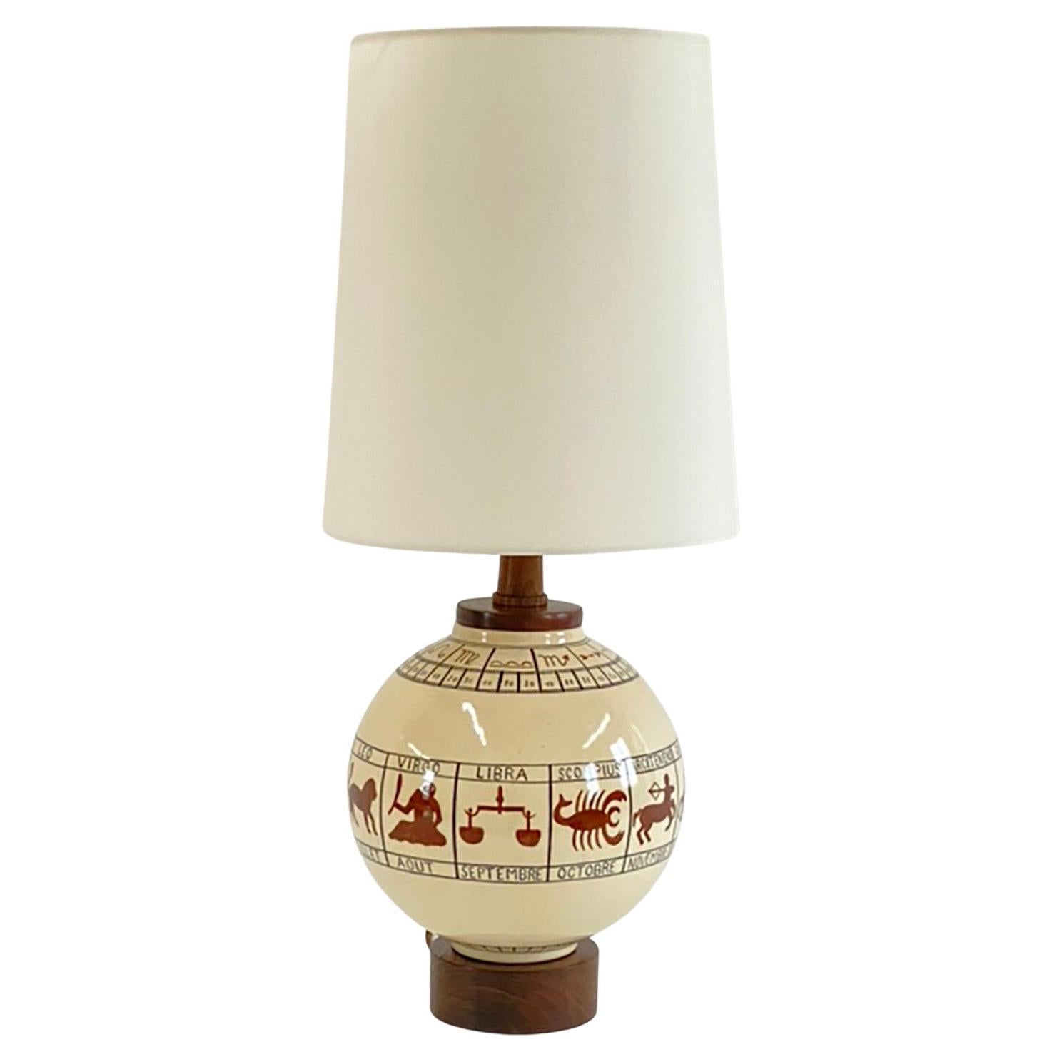 Meravigliosa lampada Zodiac in ceramica francese di Robert Lallemant in vendita