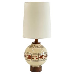 Wonderful French Ceramic Zodiac Lamp by Robert Lallemant