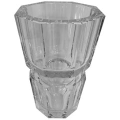 Wonderful French Cut Crystal Baccarat Edith Mid-Century Modern Panel Chunky Vase