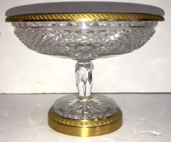 Wonderful French Doré Bronze Cut Crystal Ormolu Pedestal Bowl Baccarat Compote