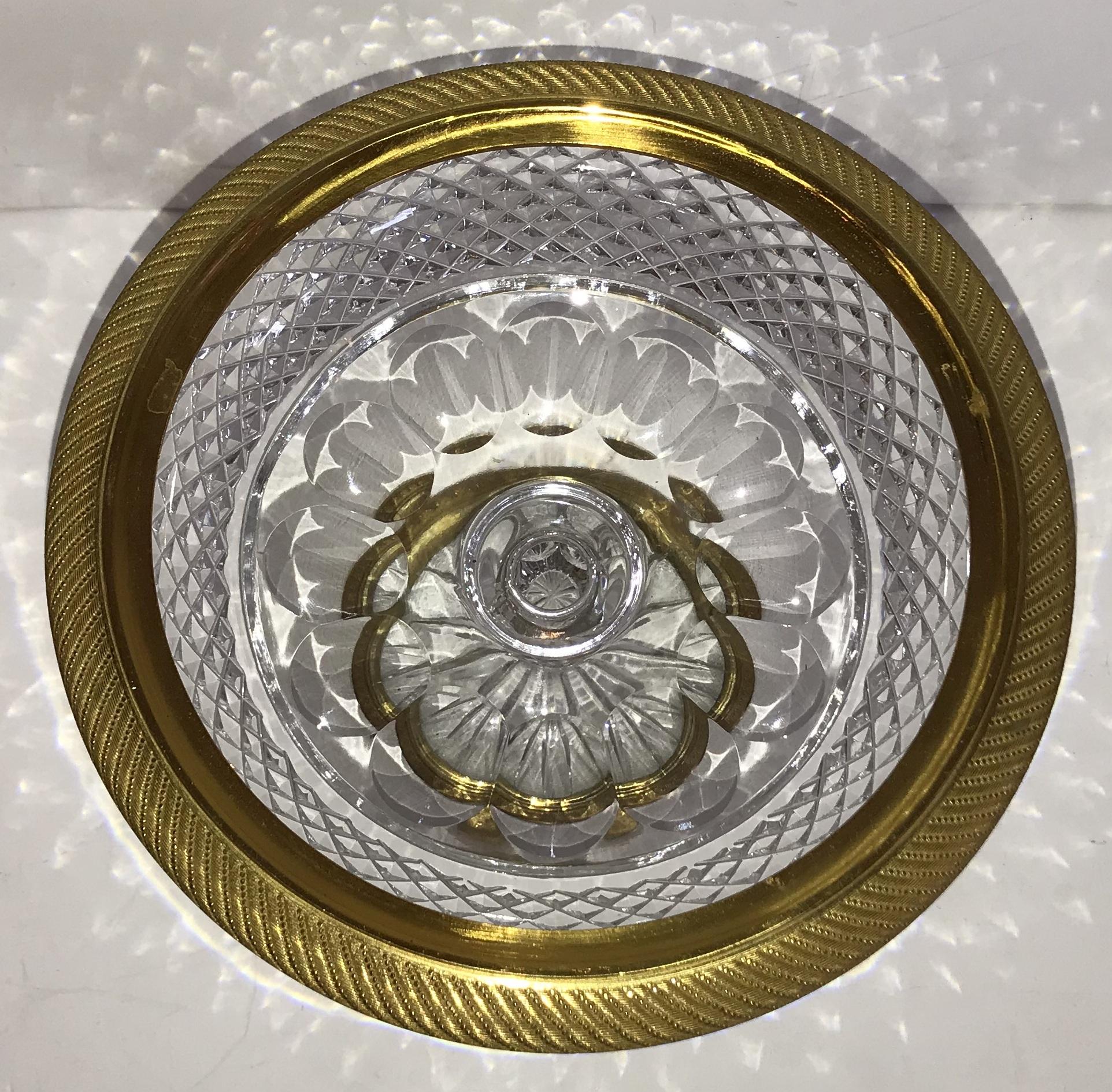 Neoclassical Wonderful French Doré Bronze Cut Crystal Ormolu Pedestal Bowl Baccarat Compote