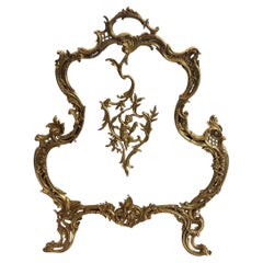 Wonderful French Doré Bronze Ormolu Cherub Putti Fireplace Screen Fire Screen