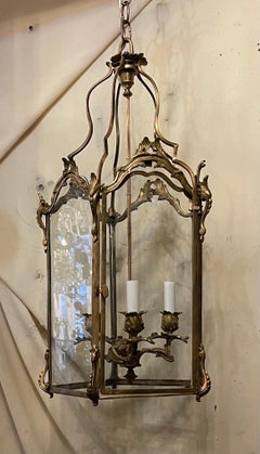 Wonderful French Dore Bronze Rococo Louis XV Lantern Chandelier Pendent Fixture