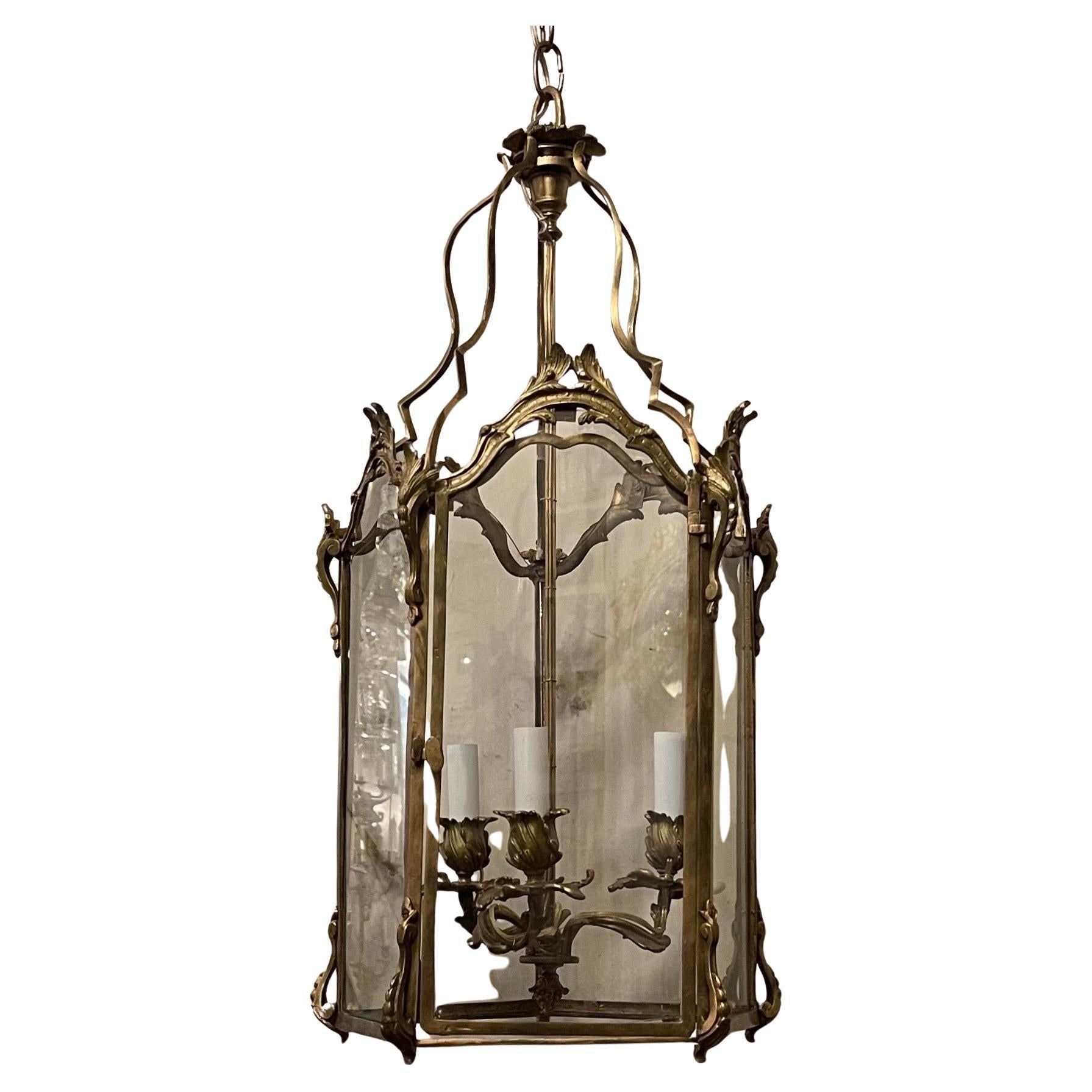 Wonderful French Dore Bronze Rococo Louis XV Lantern Chandelier Pendent Fixture