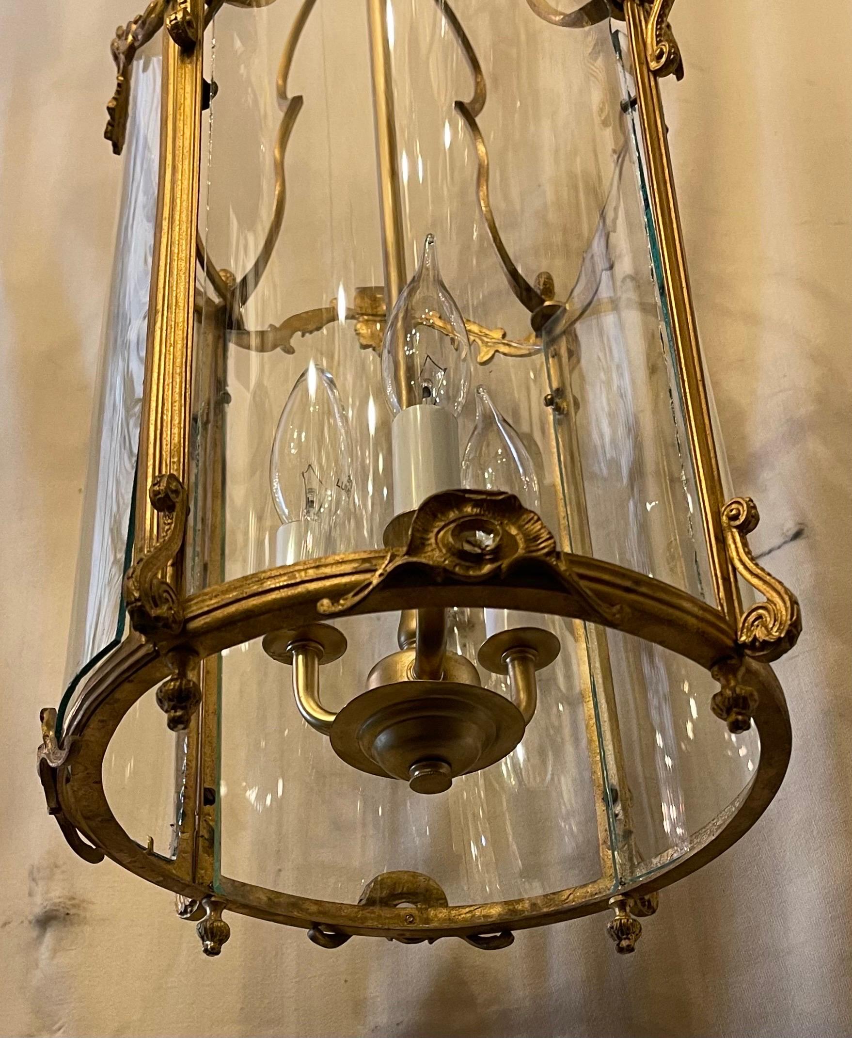 Gilt Wonderful French Dore Bronze Rococo Louis XV Petite Lantern Chandelier Fixture For Sale