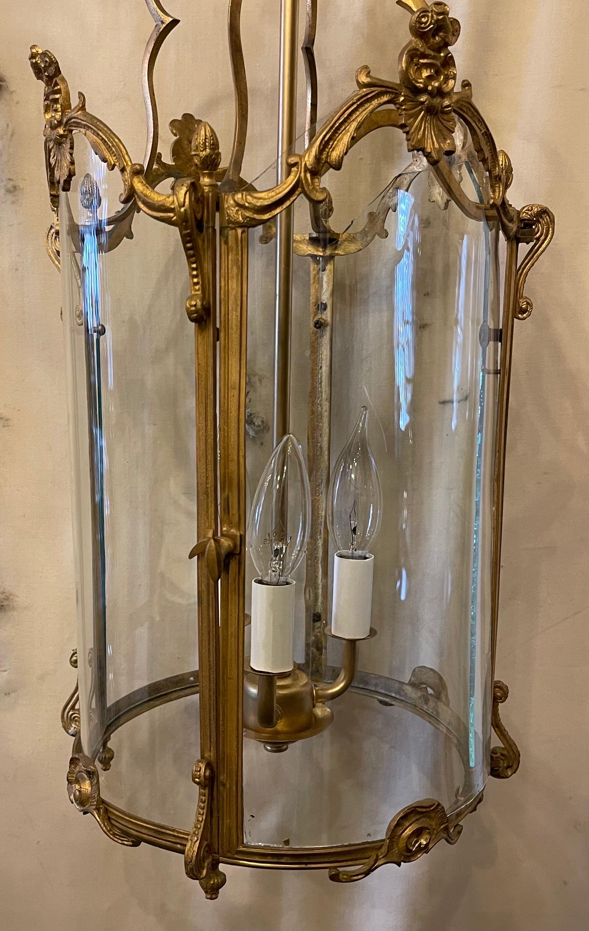 Wonderful French Dore Bronze Rococo Louis XV Petite Lantern Chandelier Fixture In Good Condition For Sale In Roslyn, NY