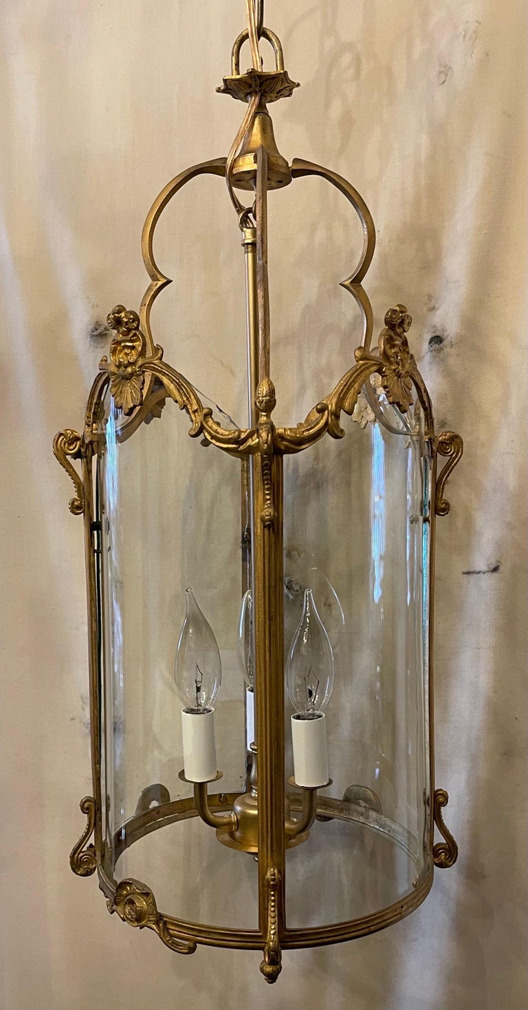 Wonderful French Dore Bronze Rococo Louis XV Petite Lantern Chandelier  Fixture For Sale at 1stDibs