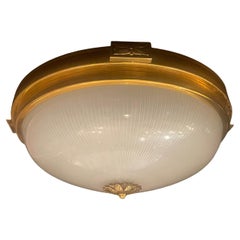 Meravigliosa plafoniera francese Dore Bronze Starburst Glass Flush Mount
