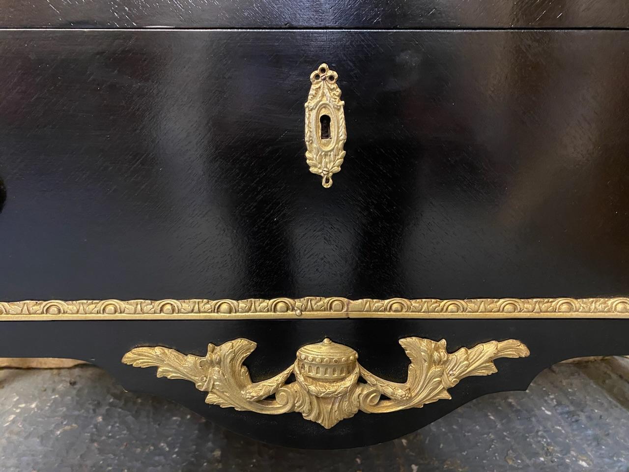 Wonderful French Ebonised Commode Chest of Drawers 5