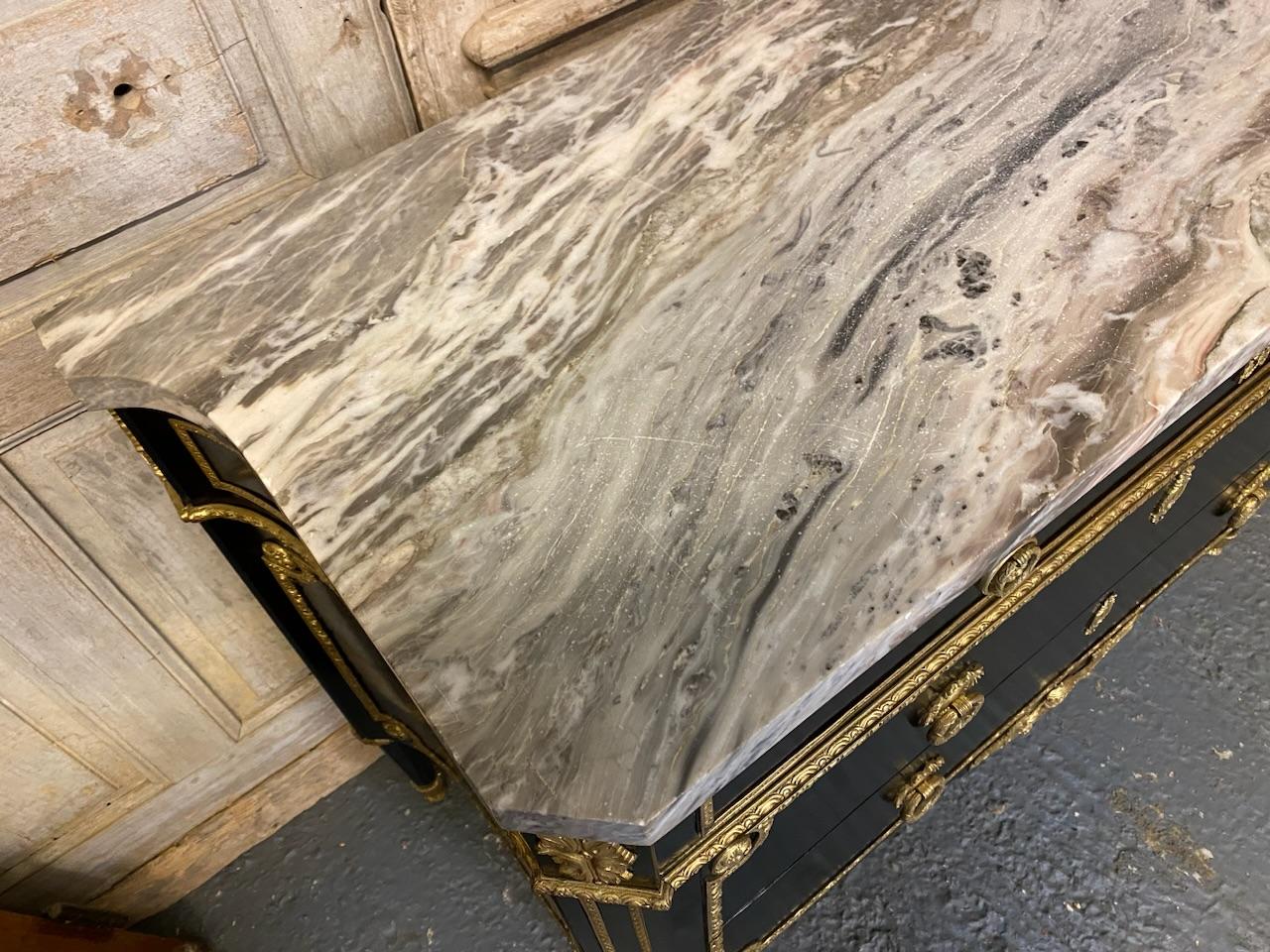 Wonderful French Ebonised Commode Chest of Drawers 6