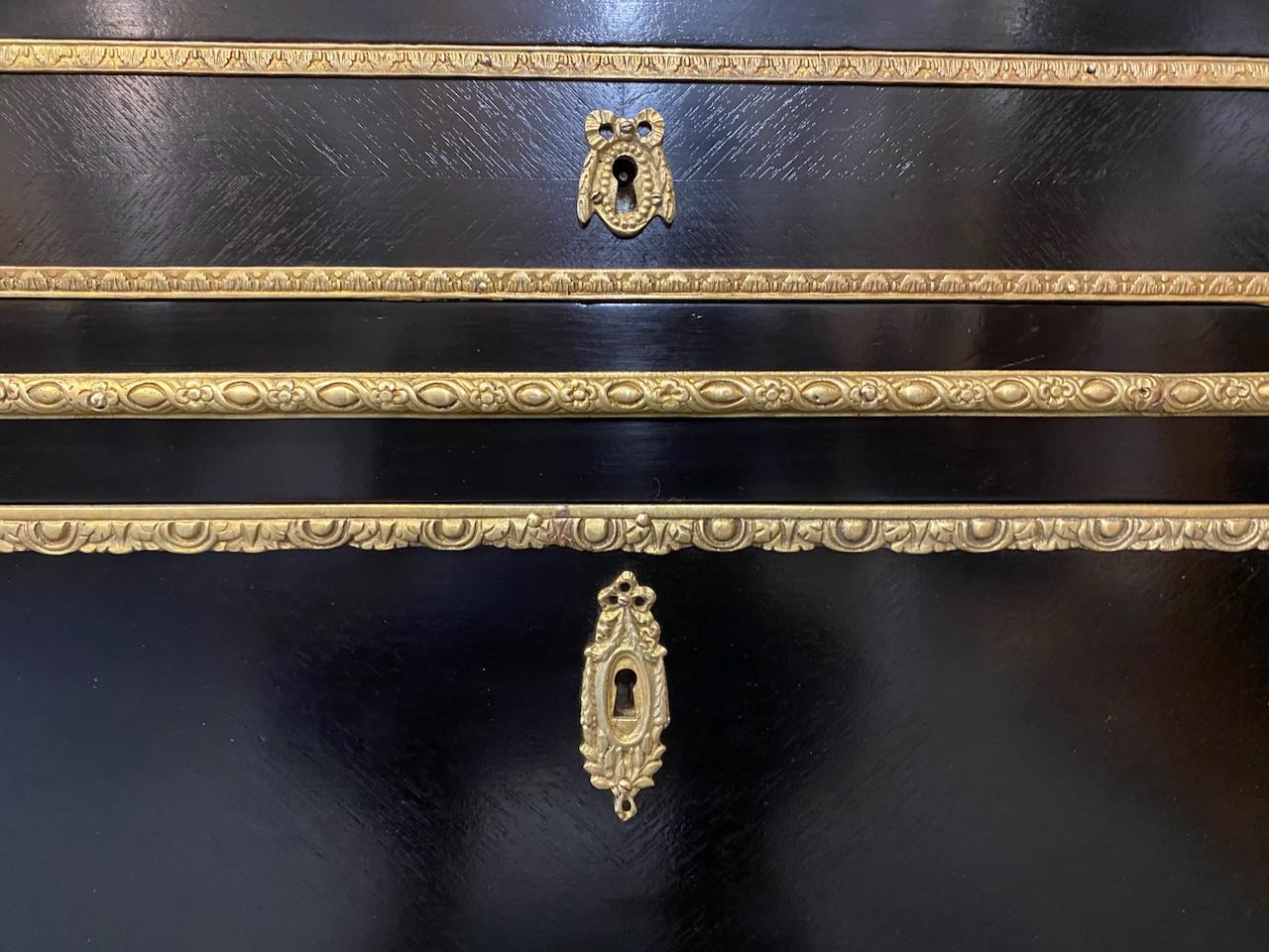 Wonderful French Ebonised Commode Chest of Drawers 7