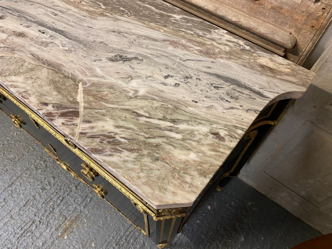 Wonderful French Ebonised Commode Chest of Drawers 9