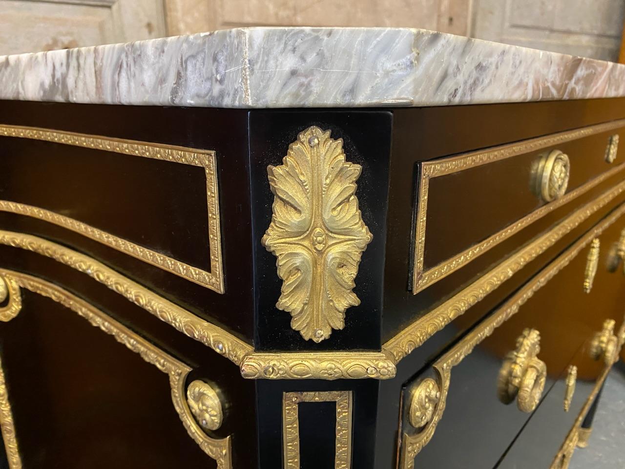 Wonderful French Ebonised Commode Chest of Drawers 12