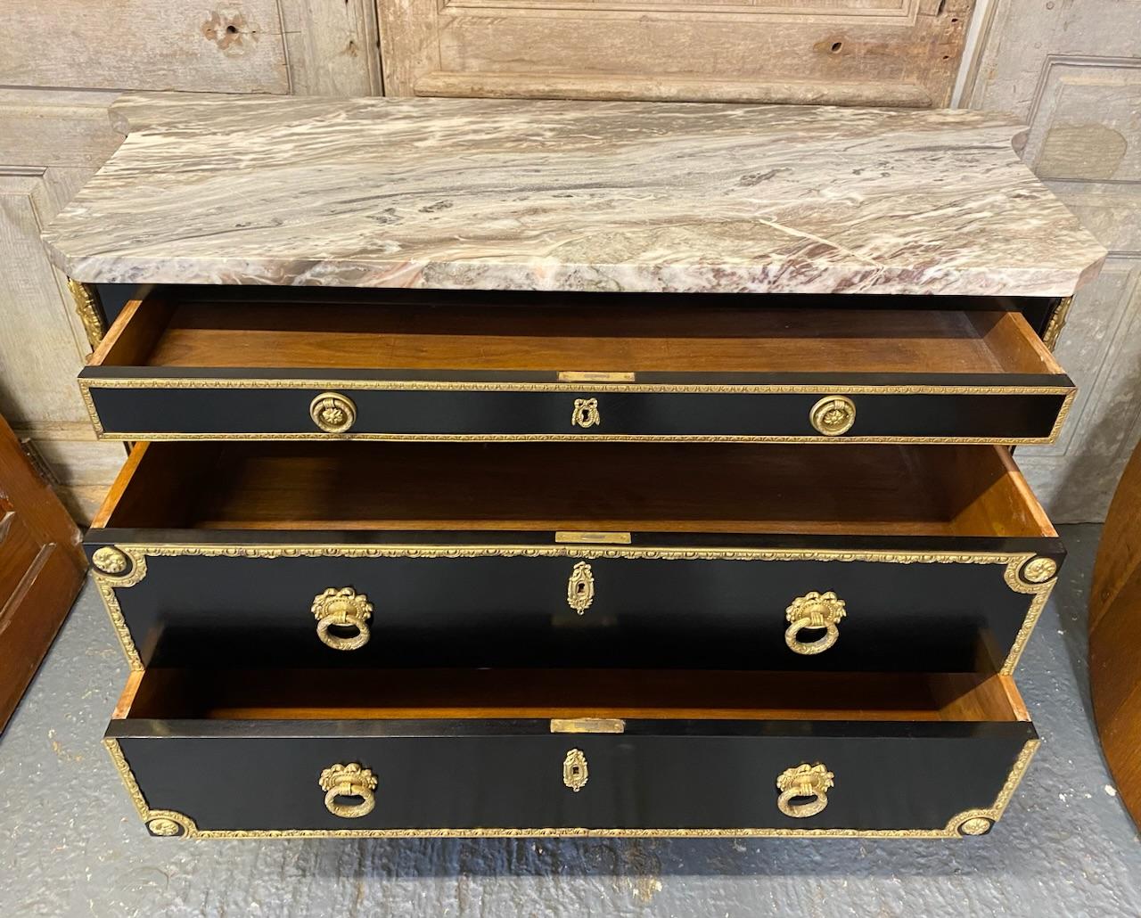 20th Century Wonderful French Ebonised Commode Chest of Drawers
