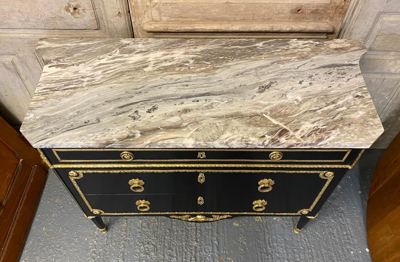 Wonderful French Ebonised Commode Chest of Drawers 2