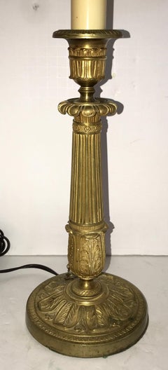 Wonderful French Empire Dore Bronze Neoclassical Bouillotte Candlestick Lamp