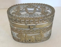 Wonderful French Empire Dore Bronze Neoclassical Oval Casket Ormolu Cherub Box