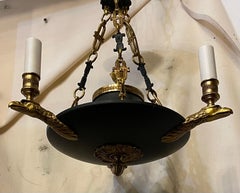 Wonderful French Empire Dore Bronze Regency Petite Eagle Head Chandelier Fixture