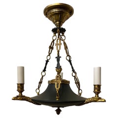 Wonderful French Empire Dore Bronze Regency Petite Eagle Head Chandelier Fixture