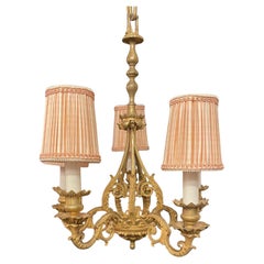Wonderful French Empire Dore Bronze Regency Petite Five-Arm Chandelier Fixture