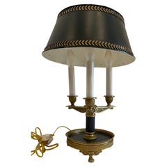 Wonderful French Empire Neoclassical Bronze Bouillotte Ormolu Lamp Tole Shade