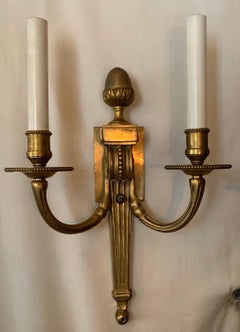 Wonderful French Empire Neoclassical Bronze Urn Caldwell Two Candelabra Sconces