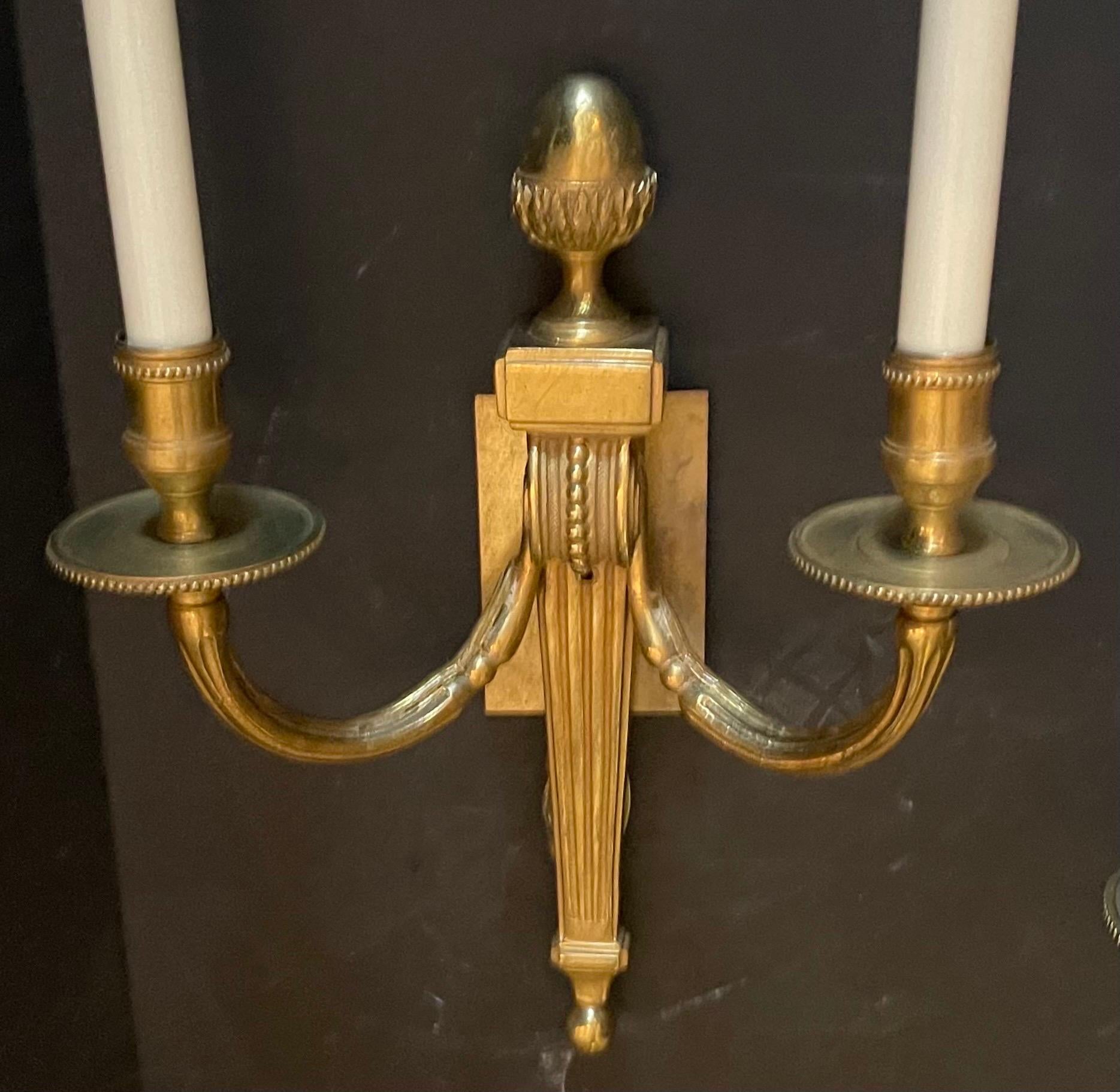 20th Century Wonderful French Empire Neoclassical Bronze Urn Caldwell Two Candelabra Sconces For Sale
