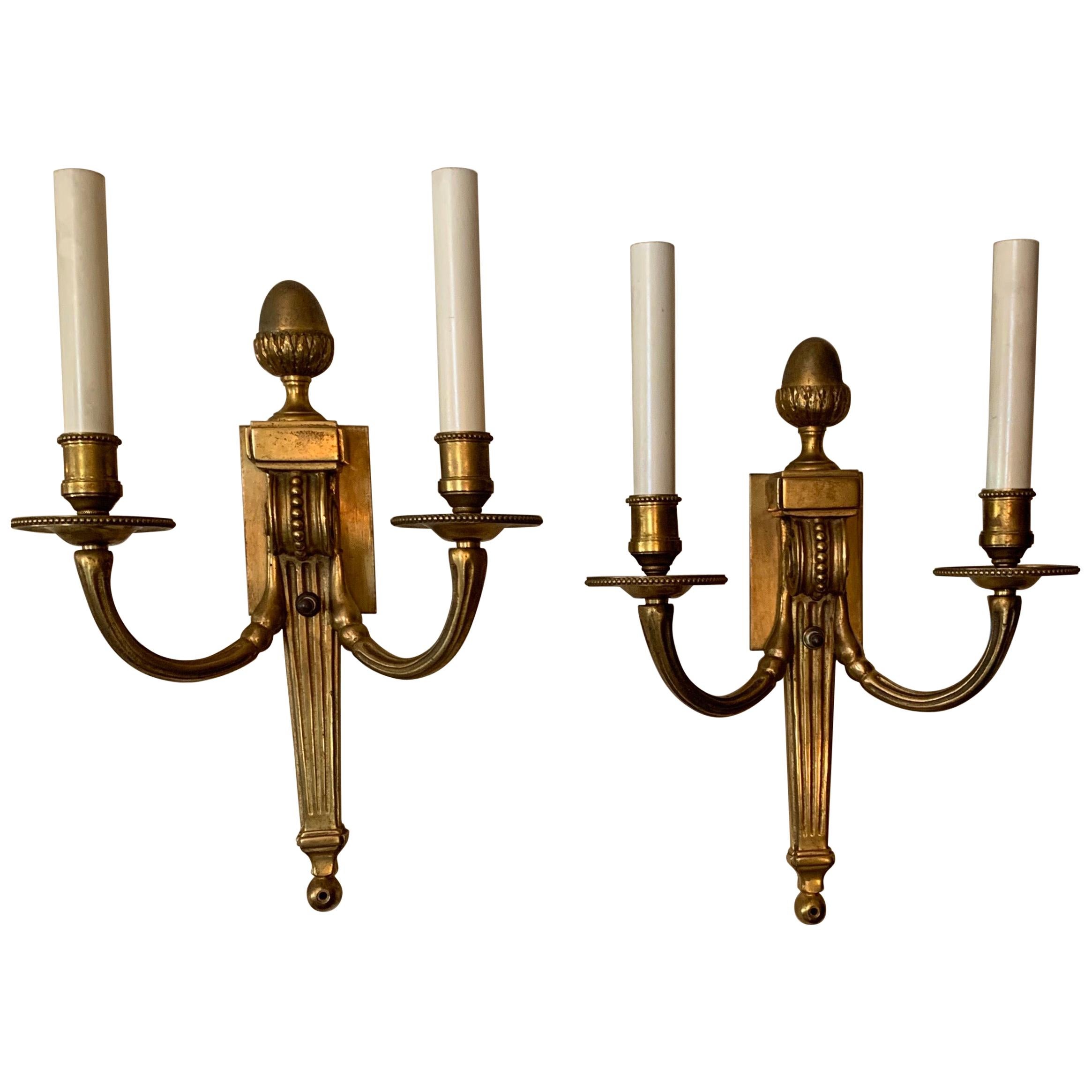 Wonderful French Empire Neoclassical Bronze Urn Caldwell Two Candelabra Sconces