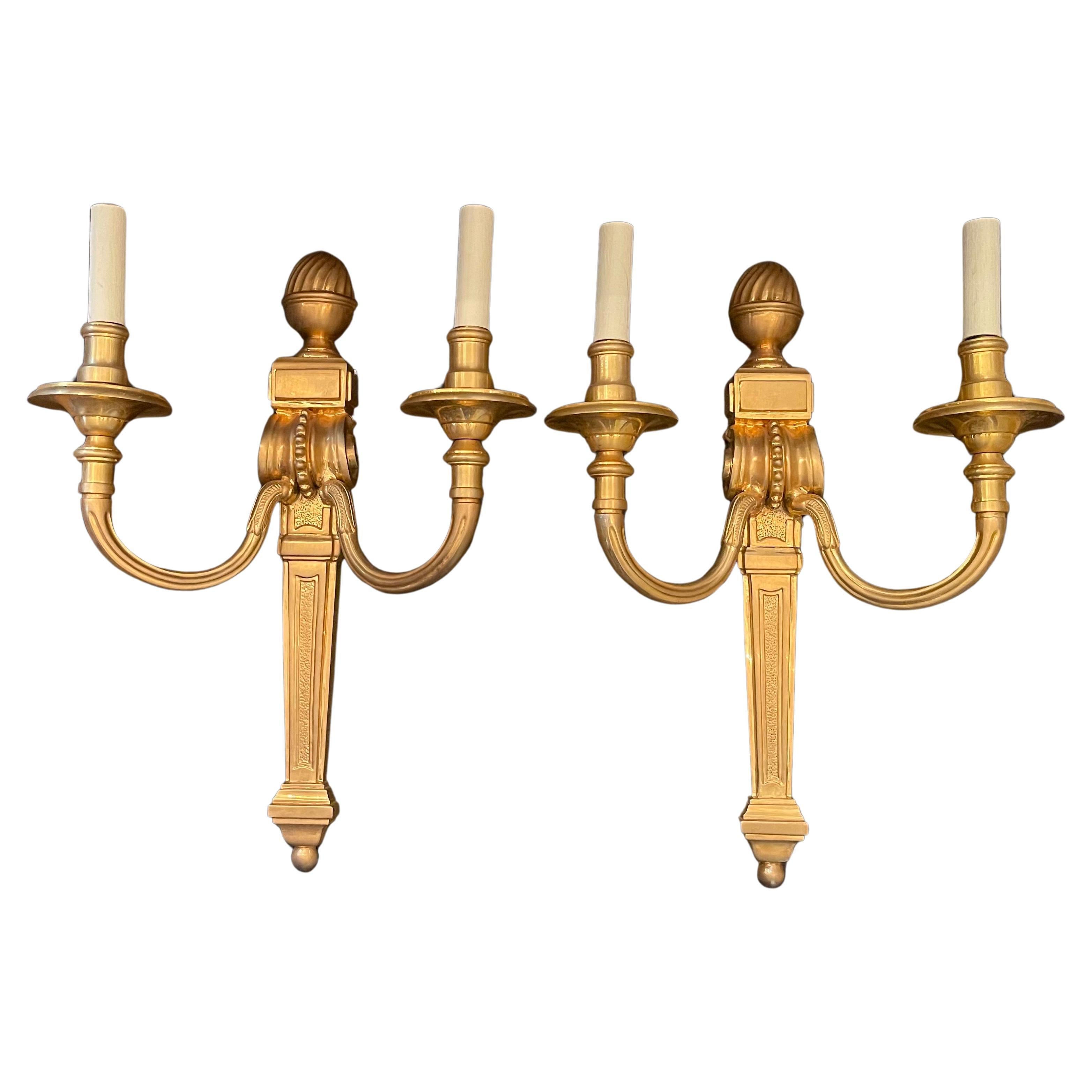 Wonderful French Empire Neoclassical Bronze Urn Caldwell Two Candelabra Sconces
