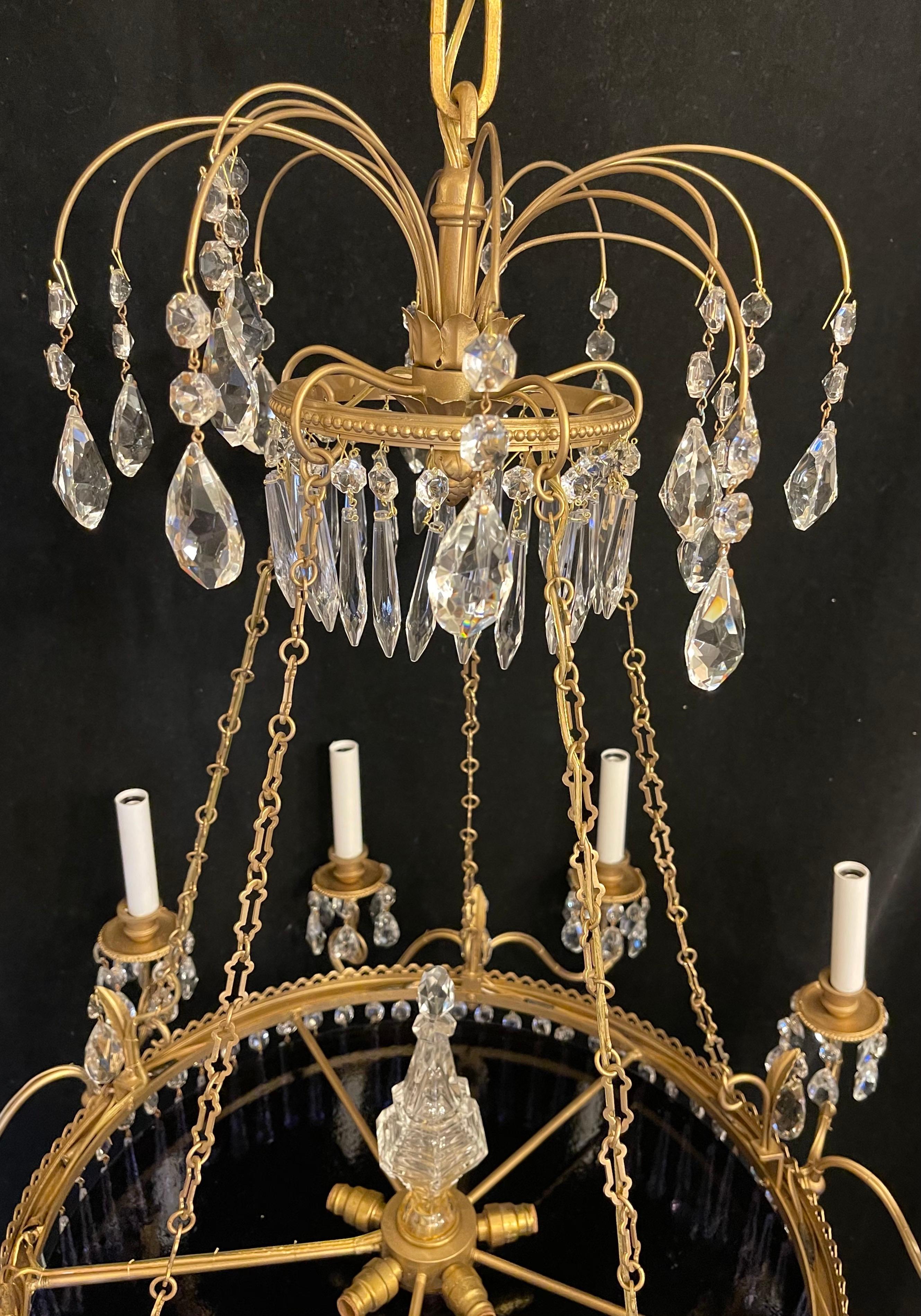 20th Century Wonderful French Empire Neoclassical Doré Bronze Purple Glass Crystal Chandelier For Sale