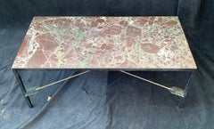 Wonderful French Empire Neoclassical Iron Bronze Arrow Marble-Top Coffee Table