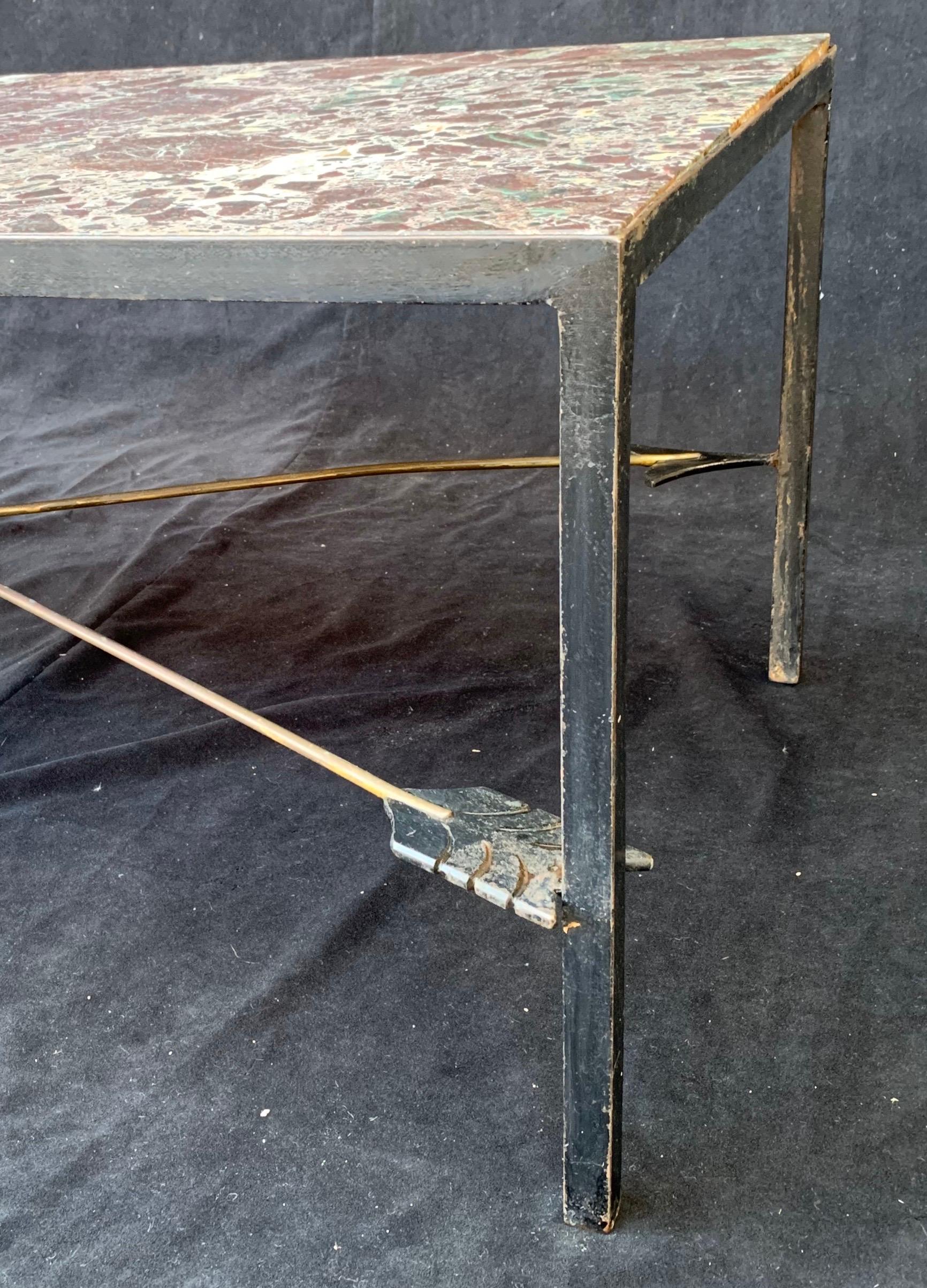 20th Century Wonderful French Empire Neoclassical Iron Bronze Arrow Marble-Top Coffee Table 
