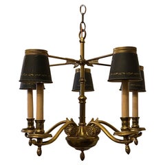 Wonderful French Empire Neoclassical Patinated Ormolu Bronze Chandelier Fixture