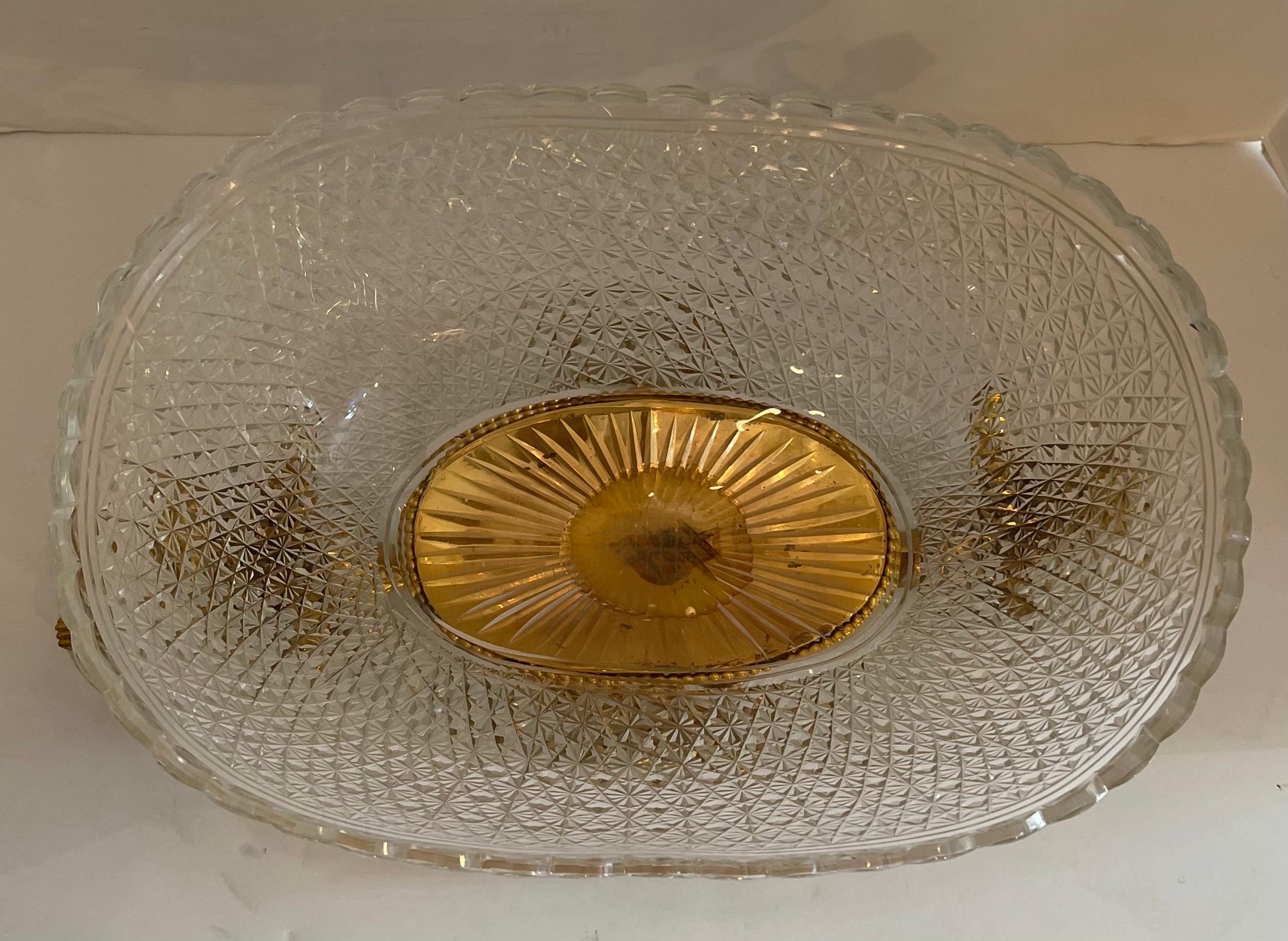 Wonderful French Empire Ormolu Bronze Sphinx Oval Cut Crystal Centerpiece Bowl In Good Condition For Sale In Roslyn, NY