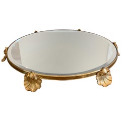 Wonderful French Empire Shell Bronze Neoclassical Plateau Mirror Centerpiece