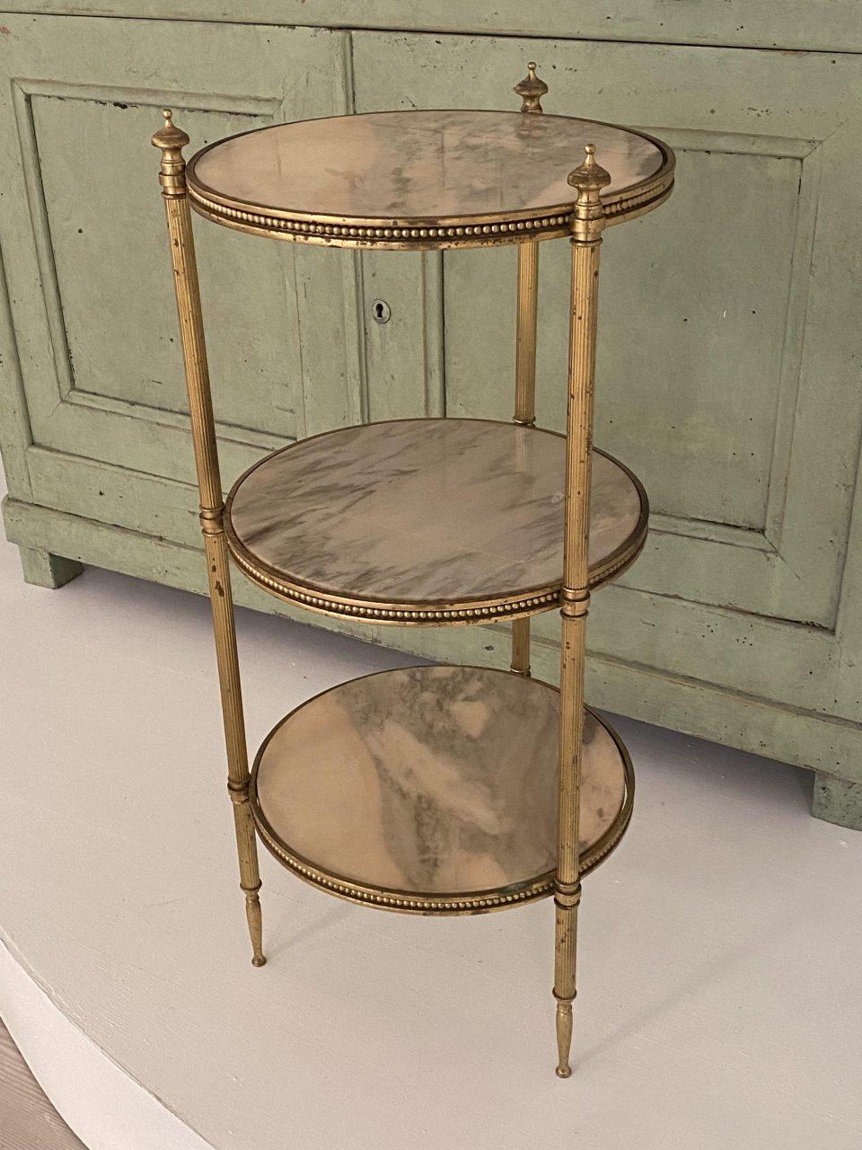 Mid-20th Century Wonderful French Ètagère / Side Table, Marble and Brass