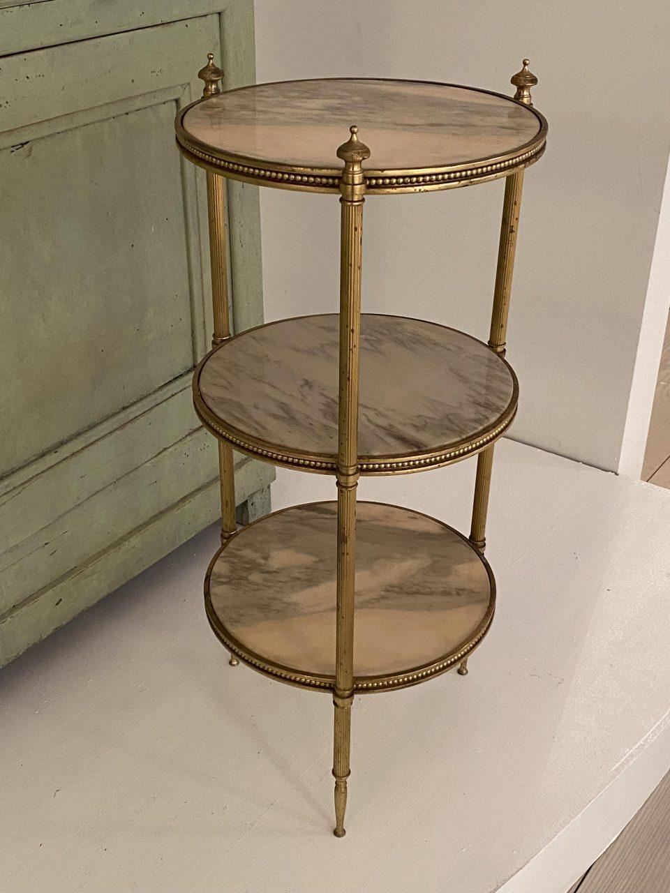 Wonderful French Ètagère / Side Table, Marble and Brass 3