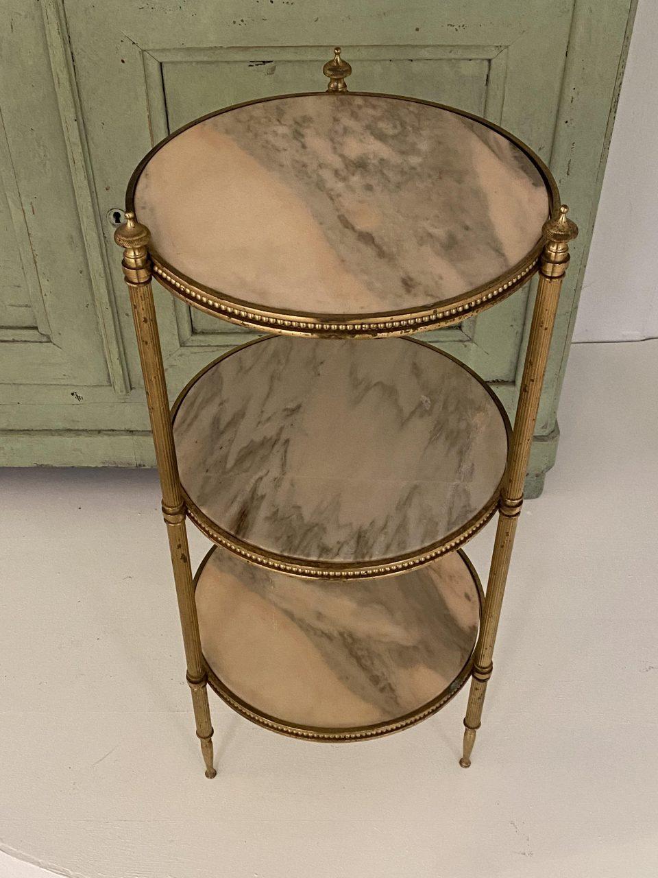 Wonderful French Ètagère / Side Table, Marble and Brass 4