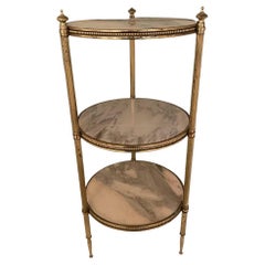 Wonderful French Ètagère / Side Table, Marble and Brass