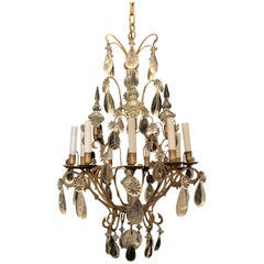 Wonderful French Gilt Baguès Rock Crystal Jansen Vintage Fixture Chandelier