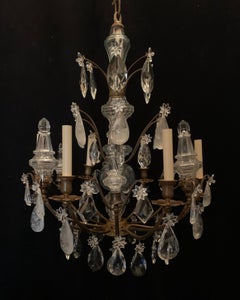 Wonderful French Gilt Bronze Baguès Rock Crystal Star Finial Spear Chandelier