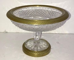 Wonderful French Gilt Bronze Cut Crystal Ormolu Pedestal Bowl Baccarat Compote