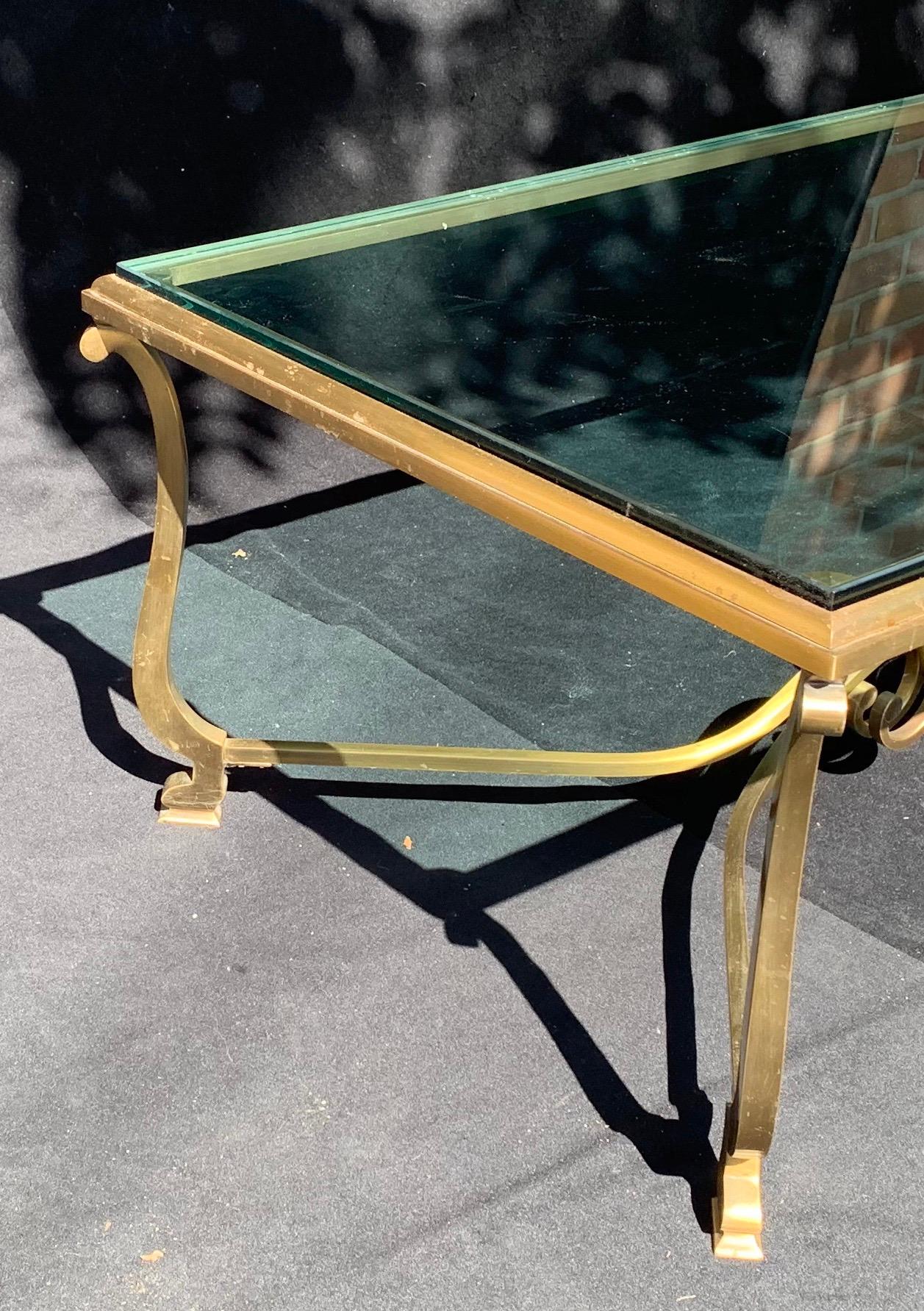 Wonderful French Gilt Bronze Glass Top Coffee Cocktail Table In Good Condition In Roslyn, NY